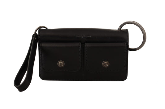 Portafoglio elegante mini in pelle Dolce &amp; Gabbana in intramontabile nero
