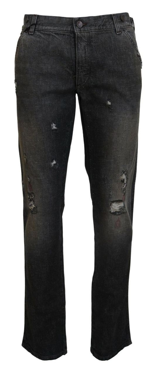 Pantaloni in denim grigio squisiti Dolce &amp; Gabbana per il gentiluomo moderno