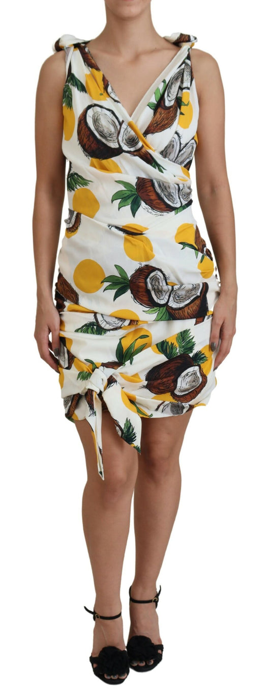 Dolce &amp; Gabbana Elegante Mini Abito Tubino in Seta Bianca