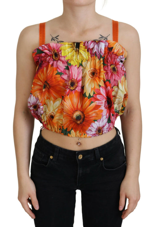 Top corto senza maniche con stampa floreale Dolce &amp; Gabbana