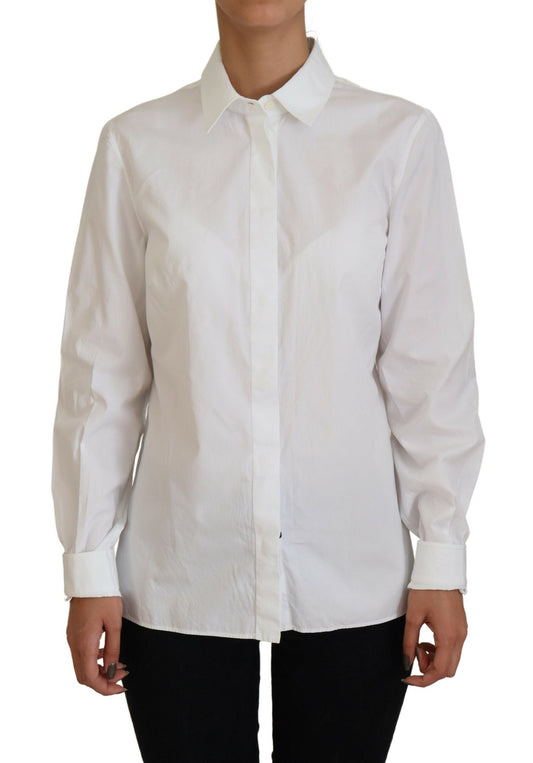 Dolce &amp; Gabbana Elegante Top Bianco in Cotone con Bottoni