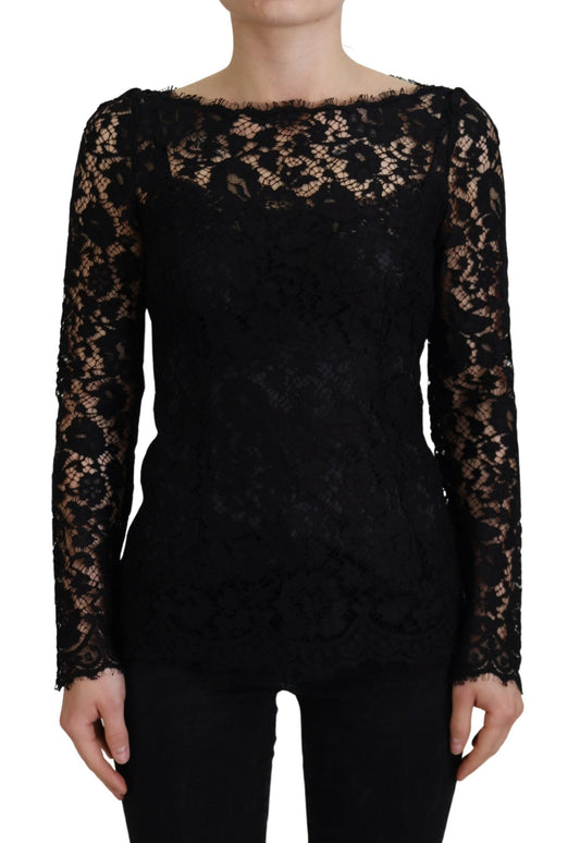 Top elegante de manga larga con encaje floral de Dolce &amp; Gabbana