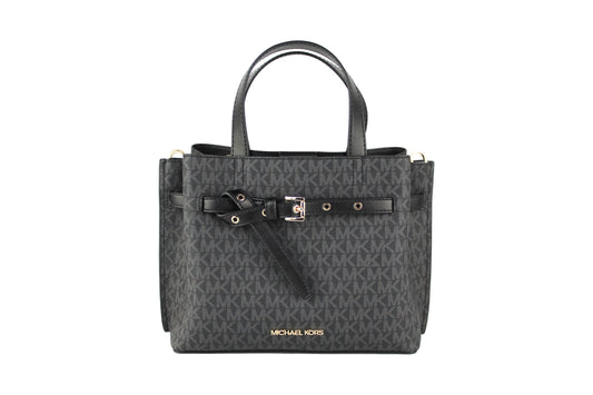 Borsa a tracolla piccola Emilia in PVC nera firmata Michael Kors
