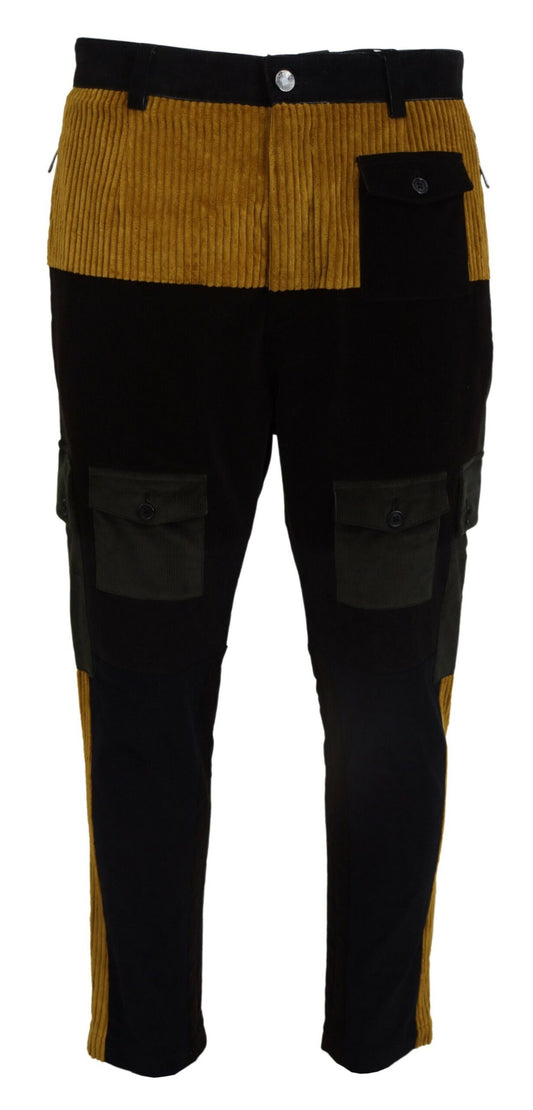 Pantaloni eleganti neri affusolati con accenti gialli di Dolce &amp; Gabbana
