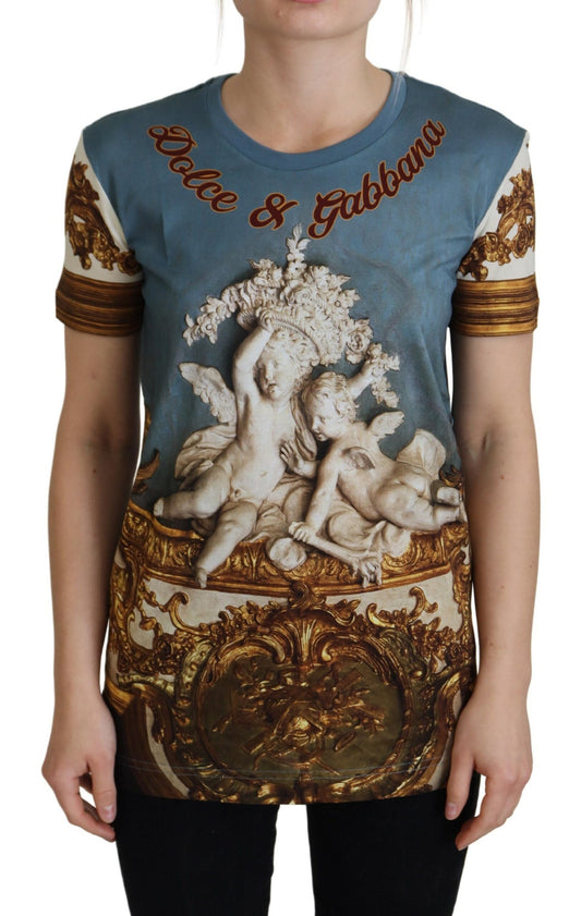 T-shirt casual in cotone con stampa Chic Angel di Dolce &amp; Gabbana