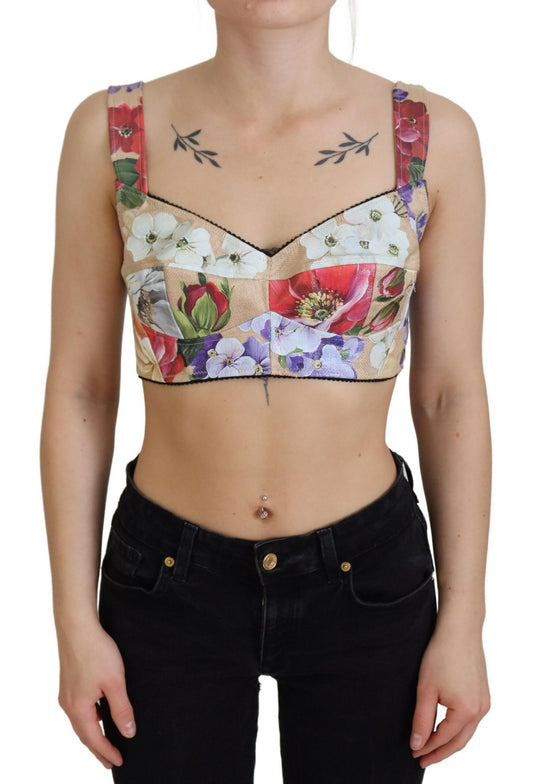 Top corto bustier con stampa floreale Dolce &amp; Gabbana