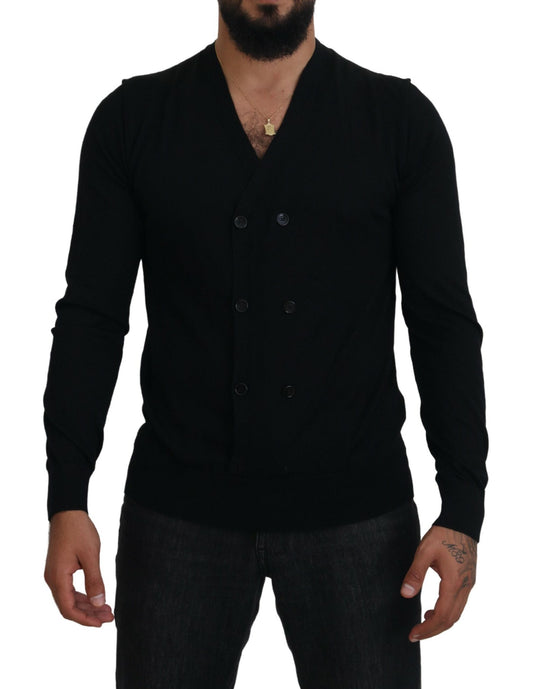 Dolce &amp; Gabbana Elegante maglione cardigan in cashmere nero