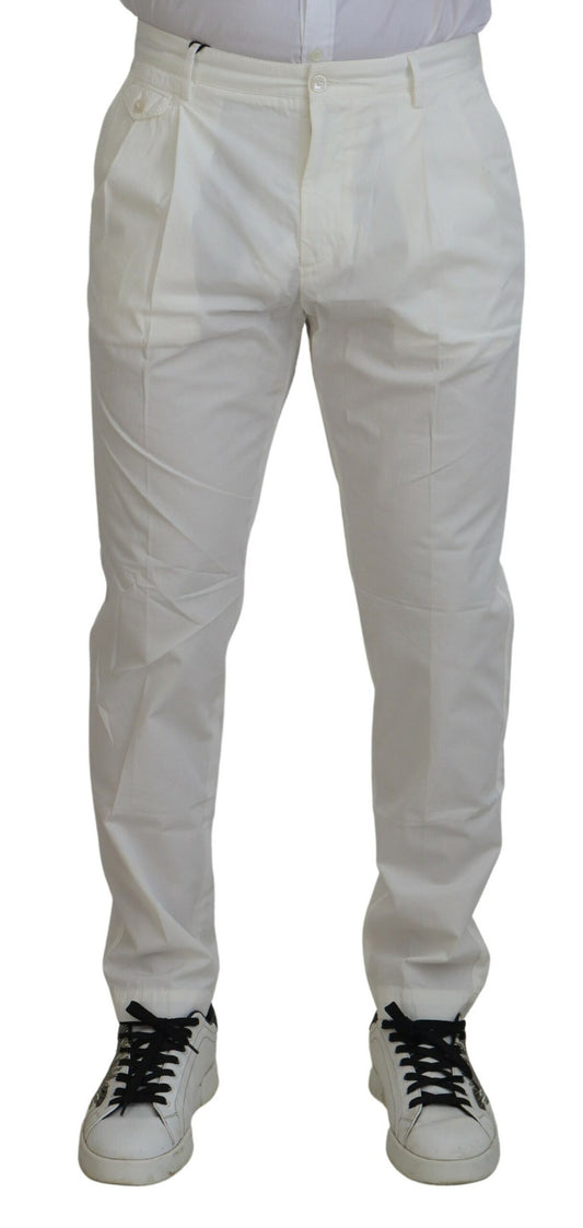 Pantaloni chino in cotone bianco elegante Dolce &amp; Gabbana