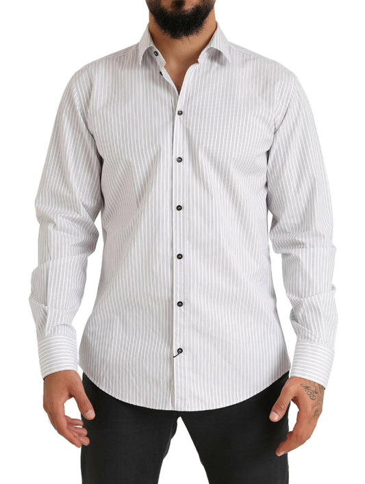 Camicia elegante in cotone a righe bianche Dolce &amp; Gabbana