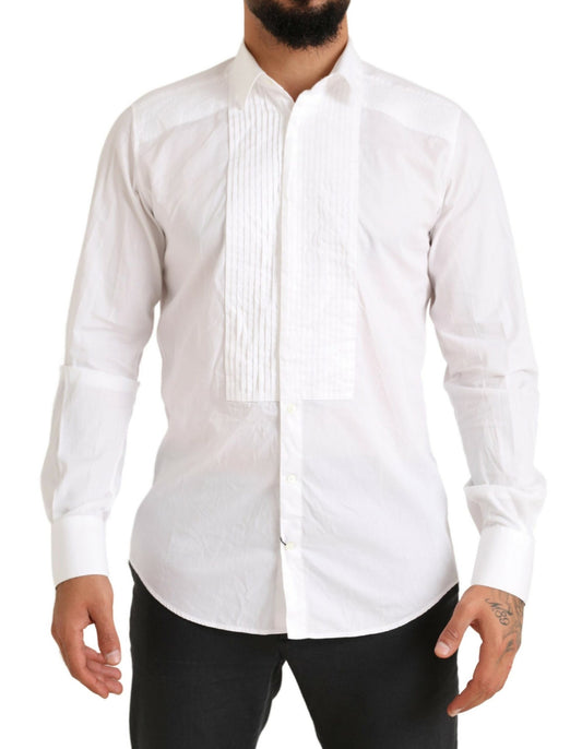 Camicia elegante in cotone slim fit bianca Dolce &amp; Gabbana