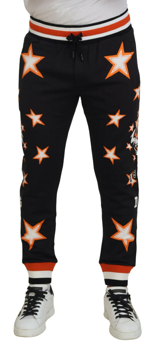 Pantaloni della tuta casual eleganti con stelle nere di Dolce &amp; Gabbana