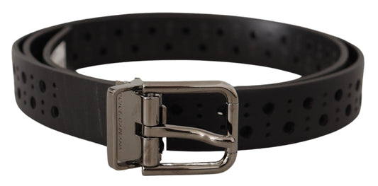 Cintura Dolce &amp; Gabbana in pelle nera elegante con fibbia in metallo