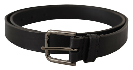 Cintura Dolce &amp; Gabbana in pelle nera elegante con fibbia in metallo