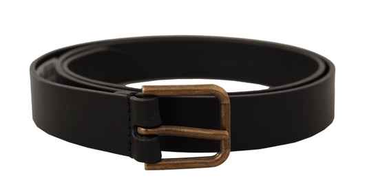 Cintura Dolce &amp; Gabbana in pelle nera elegante con fibbia in metallo