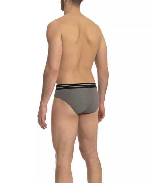 Cavalli Class Gray Cotton Men Underwear Three-Pack