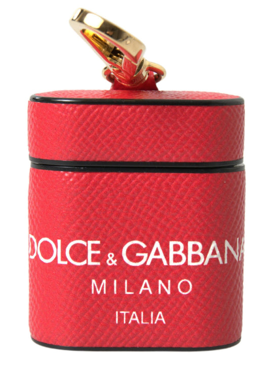 Custodia per Airpods Dolce &amp; Gabbana in elegante pelle di vitello rossa