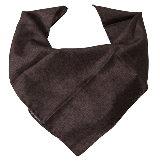 Dolce &amp; Gabbana Elegante sciarpa quadrata da uomo in seta color marrone intenso