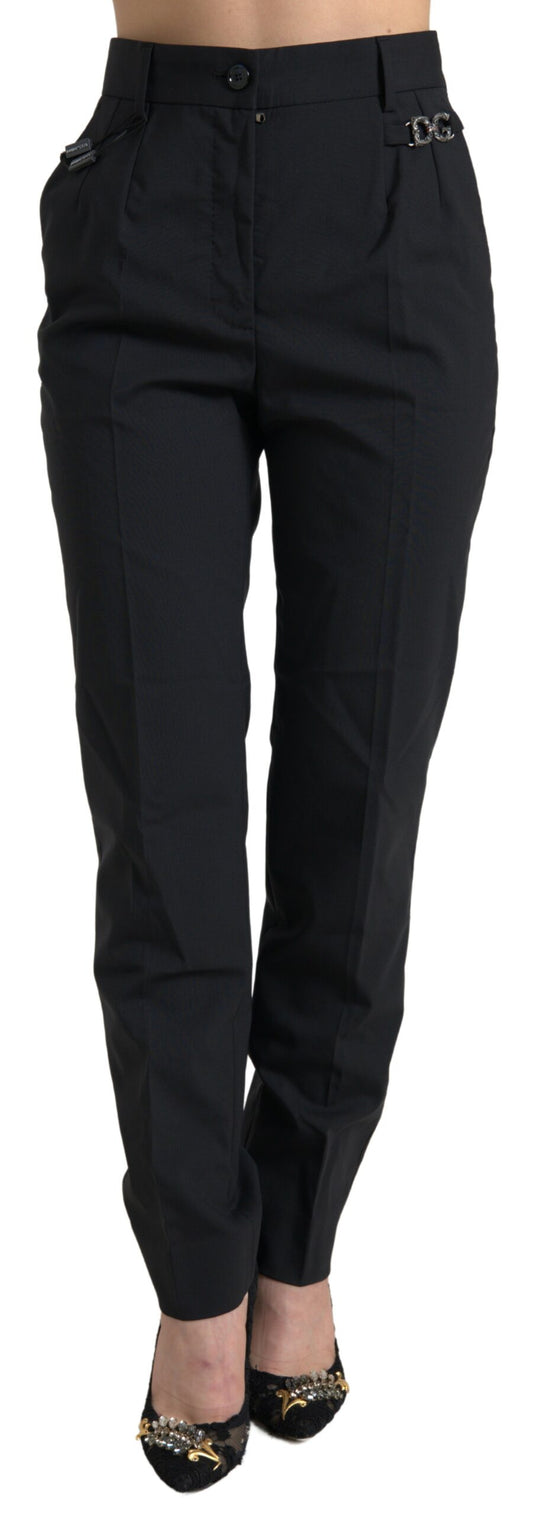 Pantalones elegantes de lana de talle alto y corte cónico de Dolce &amp; Gabbana