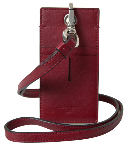 Portacarte Dolce &amp; Gabbana in elegante pelle rossa con cordino