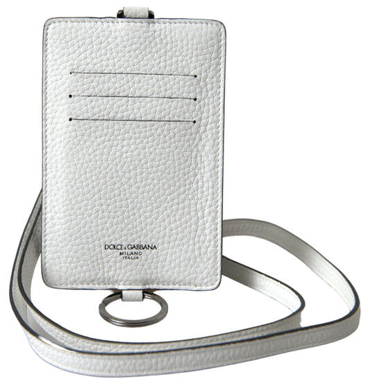 Portacarte Dolce &amp; Gabbana in elegante pelle bianca con cordino