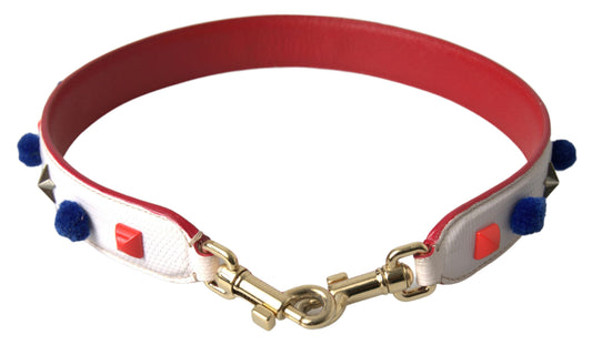 Dolce &amp; Gabbana - Splendido cinturino in pelle con borchie multicolori bianche