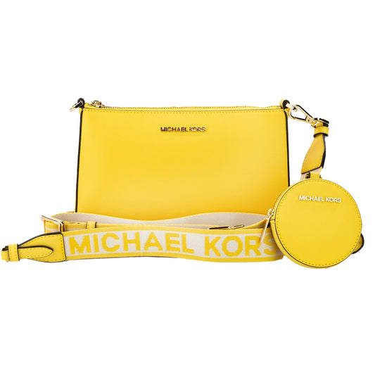 Borsa a tracolla tecnologica con attacco Jet Set Daffodil di Michael Kors in pelle vegana