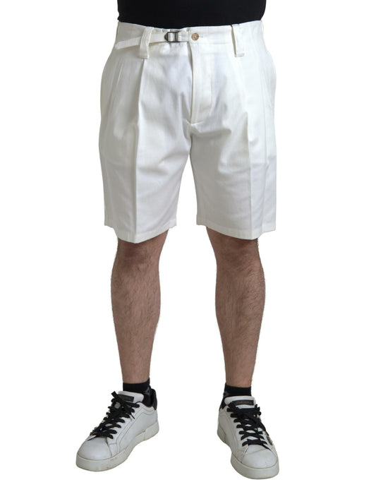 Eleganti pantaloncini in denim Bermuda bianchi Dolce &amp; Gabbana