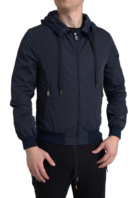 Sudadera elegante azul con capucha y cierre de cremallera de Dolce &amp; Gabbana