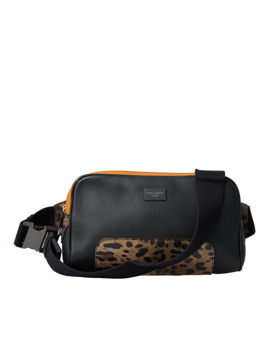 Borsa a tracolla in pelle esotica leopardata Dolce &amp; Gabbana