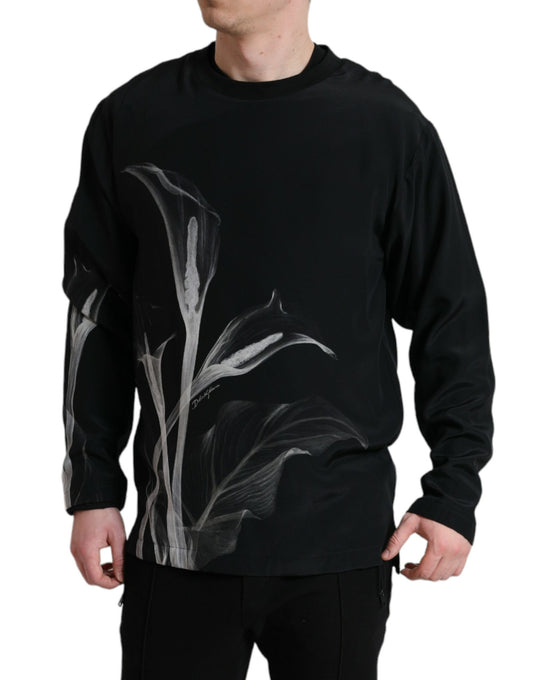 Maglione girocollo in seta floreale Dolce &amp; Gabbana