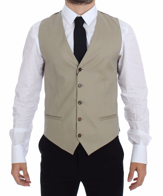 Dolce &amp; Gabbana Elegante Gilet in Cotone Beige