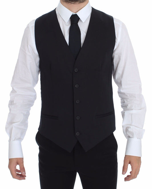Gilet elegante in cotone elasticizzato blu Dolce &amp; Gabbana