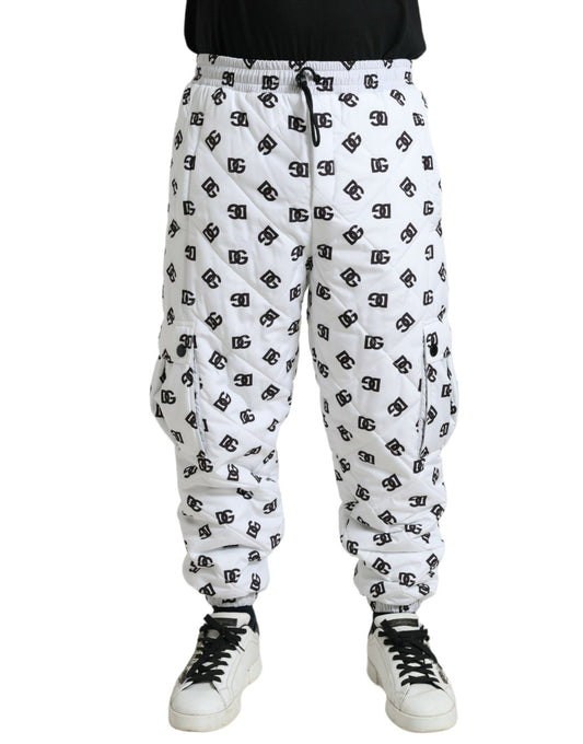 Pantaloni jogger bianchi chic Dolce &amp; Gabbana con stampa DG iconica