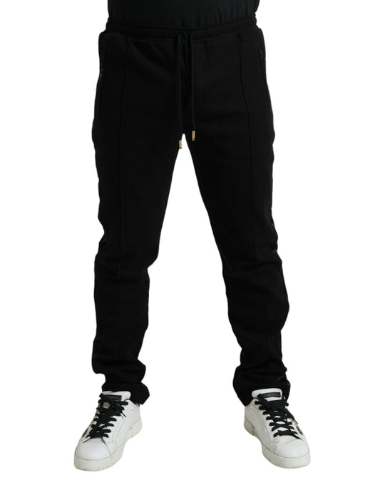 Pantaloni da jogging eleganti in misto cotone nero Dolce &amp; Gabbana