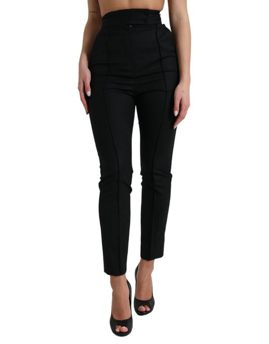 Pantaloni eleganti a vita alta affusolati in lana Dolce &amp; Gabbana
