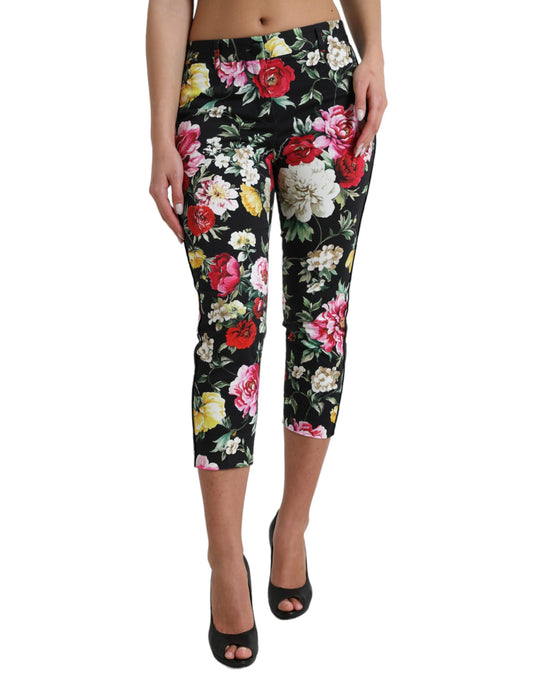 Pantaloni eleganti a vita media con stampa floreale Dolce &amp; Gabbana