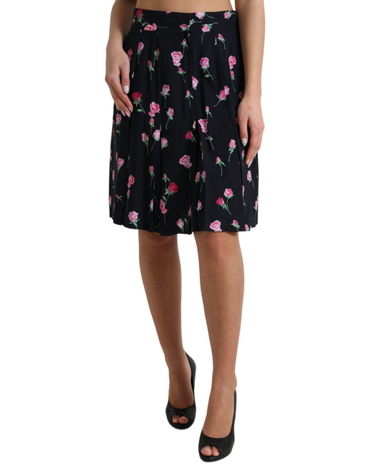 Gonna elegante a trapezio con stampa floreale Dolce &amp; Gabbana fino al ginocchio