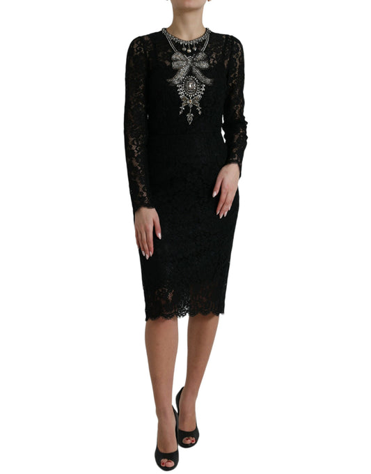 Dolce &amp; Gabbana elegante abito tubino decorato con cristalli