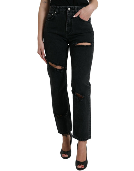 Jeans elasticizzati neri a vita alta eleganti Dolce &amp; Gabbana