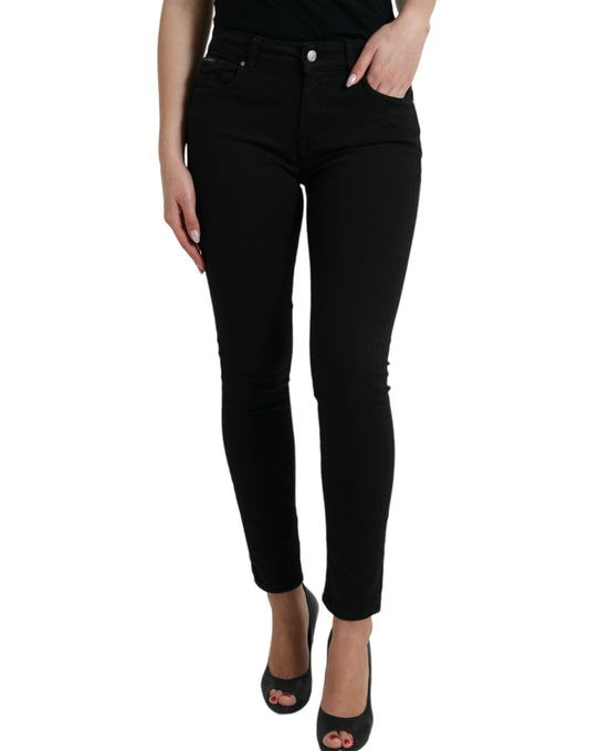 Jeans elasticizzati eleganti a vita media neri Dolce &amp; Gabbana