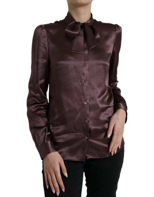 Elegante camicetta in seta con colletto Ascot di Dolce &amp; Gabbana