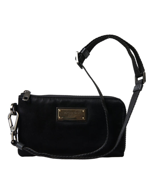 Elegante pochette nera in nylon e pelle Dolce &amp; Gabbana