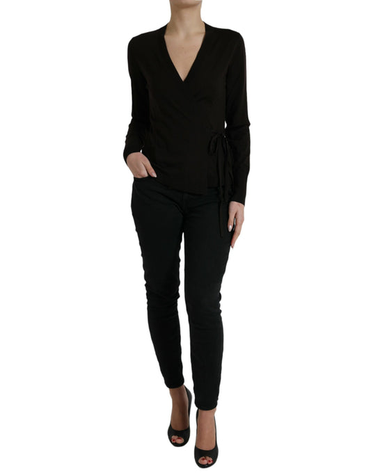 Dolce &amp; Gabbana Elegante Cardigan Nero in Lana Vergine