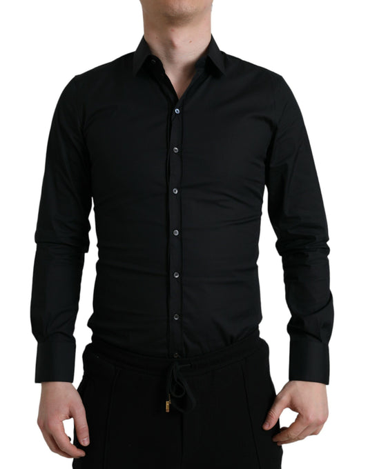Camicia elegante nera slim fit in stile italiano Dolce &amp; Gabbana
