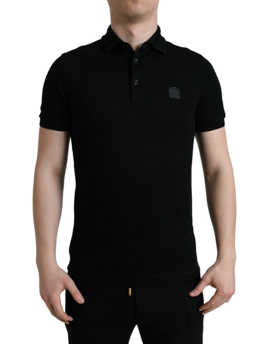 Dolce &amp; Gabbana Elegante Polo in Cotone Nero