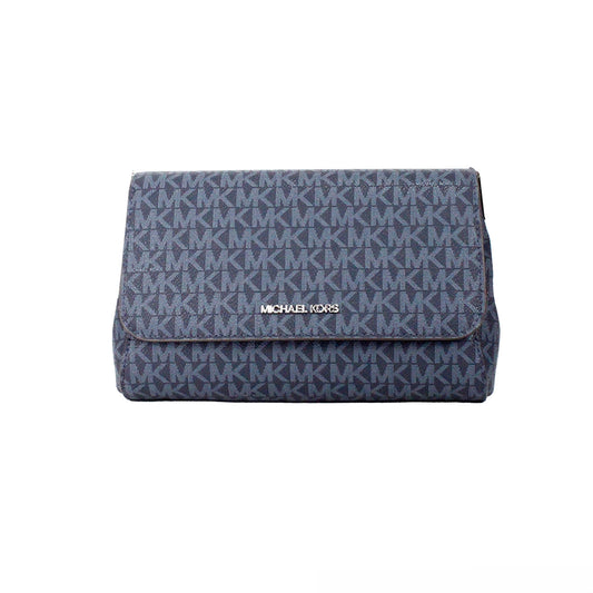 Borsa a tracolla convertibile Jet Set media in PVC blu navy di Michael Kors