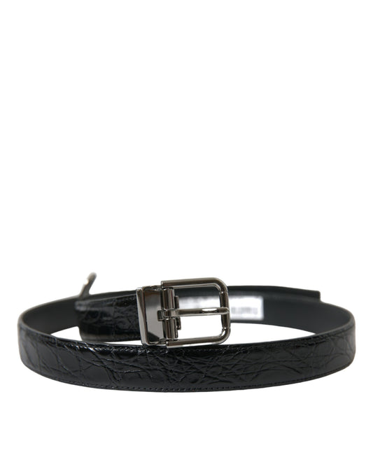 Cintura Dolce &amp; Gabbana in pelle nera elegante con fibbia in metallo