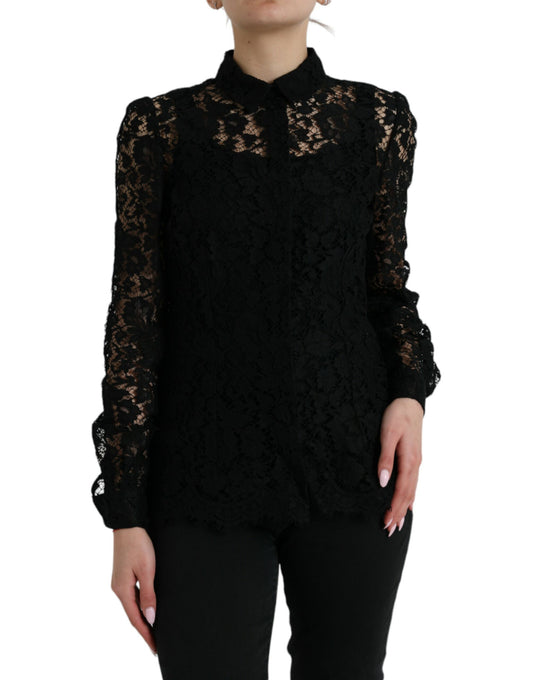 Blusa elegante de encaje floral de Dolce &amp; Gabbana
