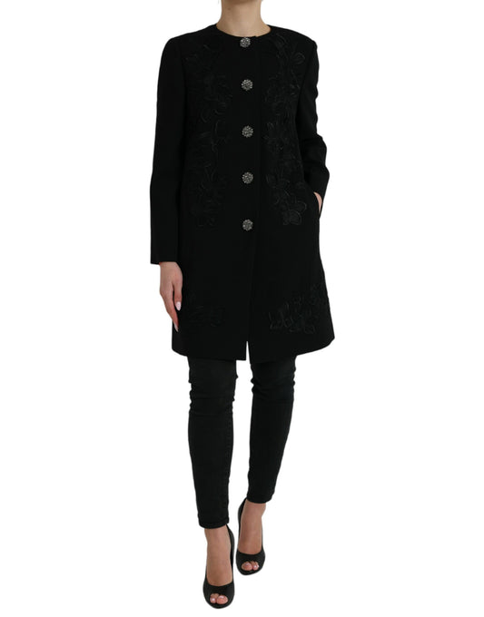 Dolce &amp; Gabbana Elegante Trench in lana con bottoni floreali