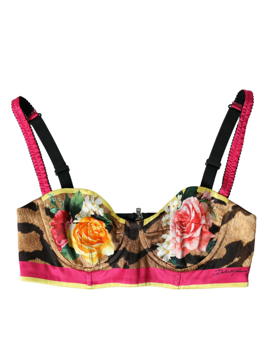 Top corto bustier in misto seta floreale Dolce &amp; Gabbana